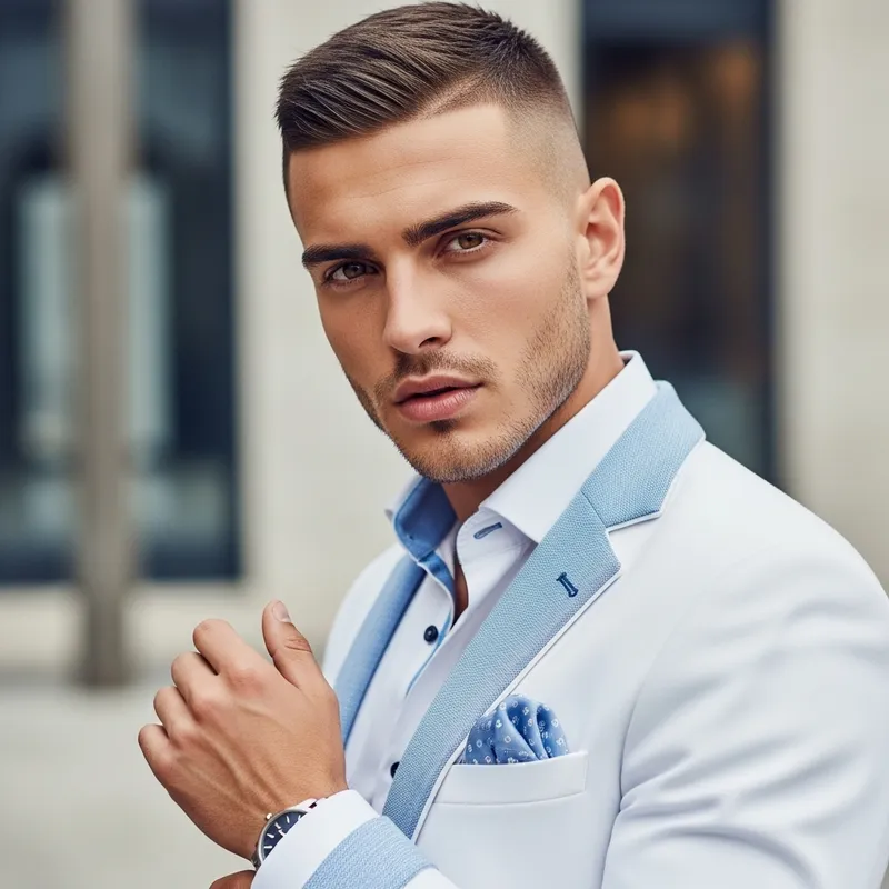 Lean Athletic Individual with Low Fade Hairstyle & Brown Eyes