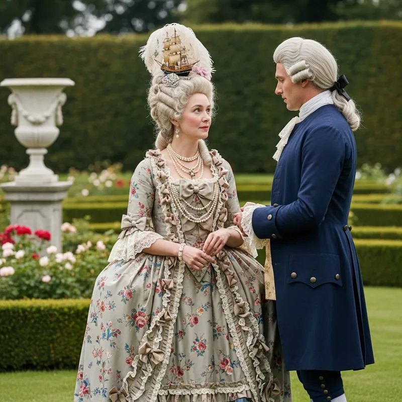 Marie Antoinette and Fersen in 18th-Century French Garden Marie Antoinette and Fersen in 18th-Century French Garden