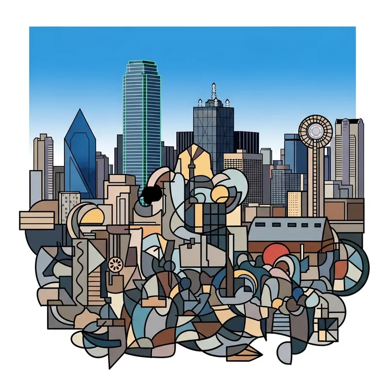 Dallas Skyline Abstract Art - Vibrant Cityscape Design