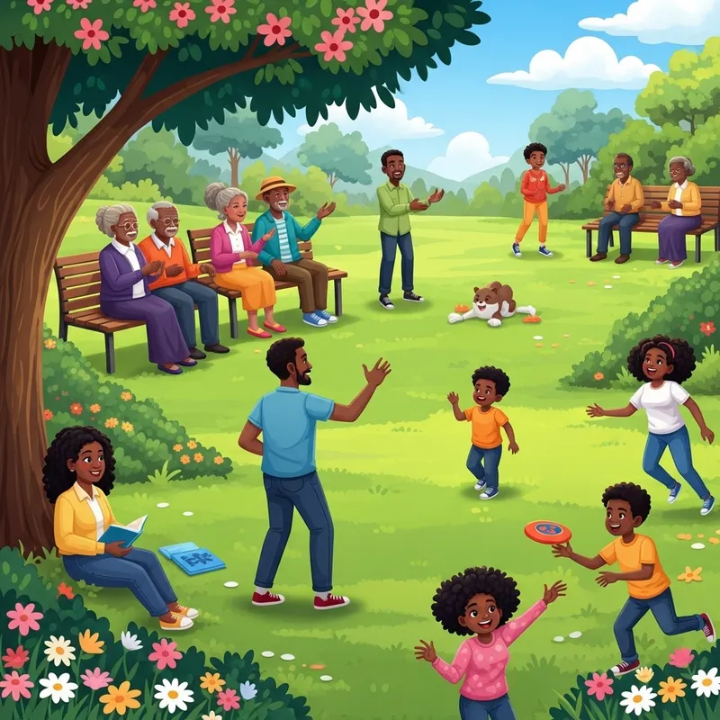 Happy Black People Enjoying Community Park Life