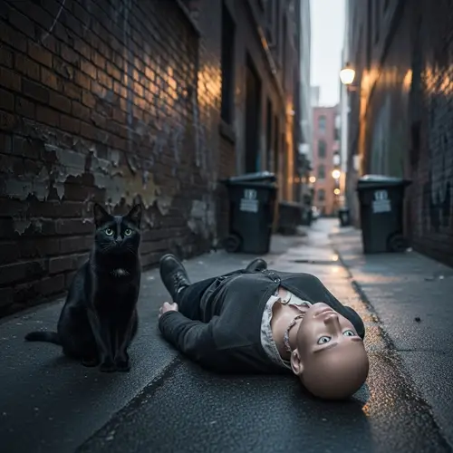 Headless Body and Cat in Alley
