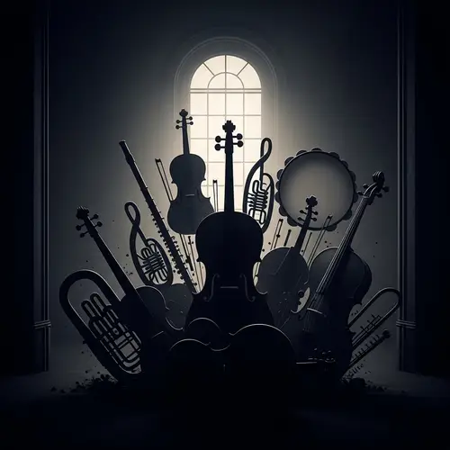 Dark Image with Musical Instruments - Evocative Art