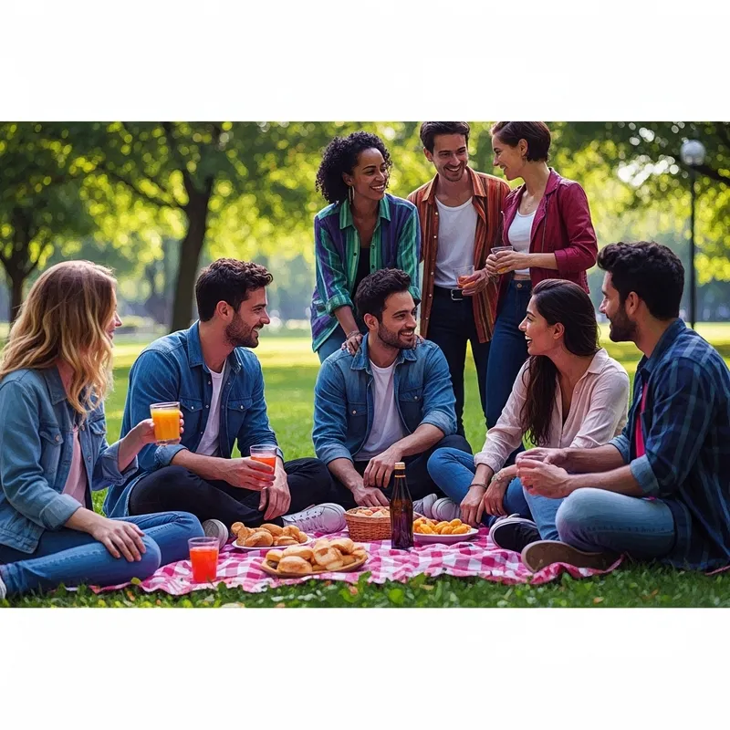 Cyberpunk Style Picnic: Youthful Laughter & Neon Park Vibes