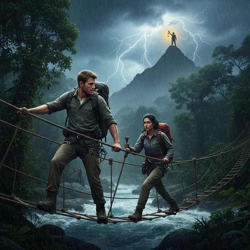 Inspiring Adventure: Courageous Hikers Cross Jungle Storm