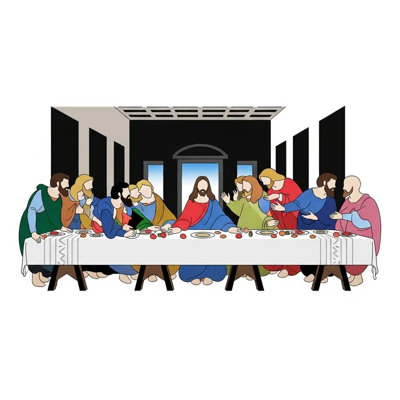 Simplified digital recreation of 'The Last Supper'