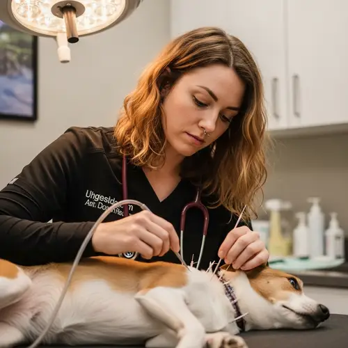 Veterinary Acupuncture by Female Redhead Veterinarian with Healing Spirit