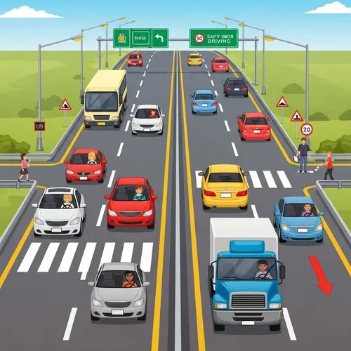 Safe Road Driving Illustration - Traffic Rules & Diverse Drivers