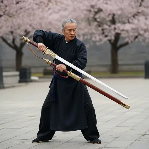 Experienced Swordsman Demonstrating Long Sword Techniques