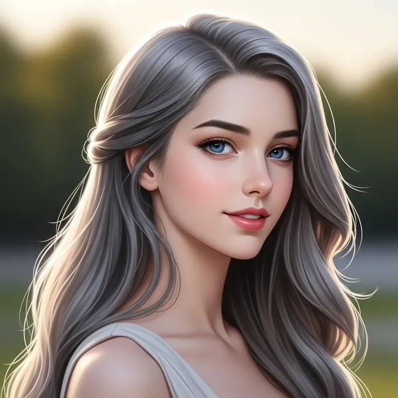 Stunning Gray-Haired Woman