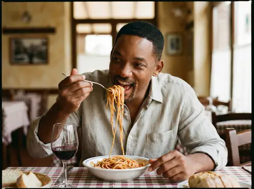 Will Smith Enjoys Delicious Spaghetti