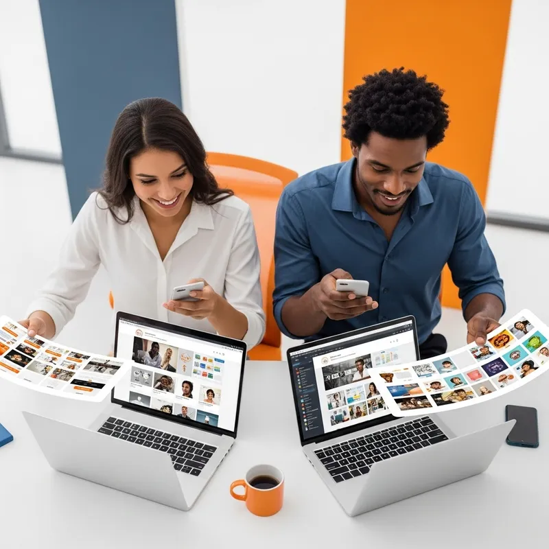 Diverse Professionals Collaborating on Digital Designs