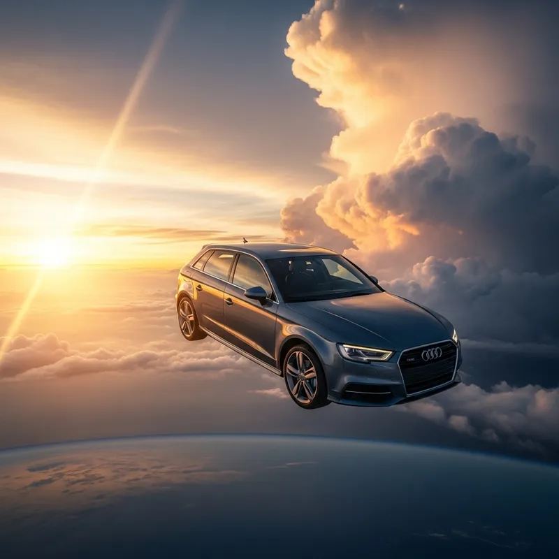 Audi A3 Sportback Soaring Through Clouds