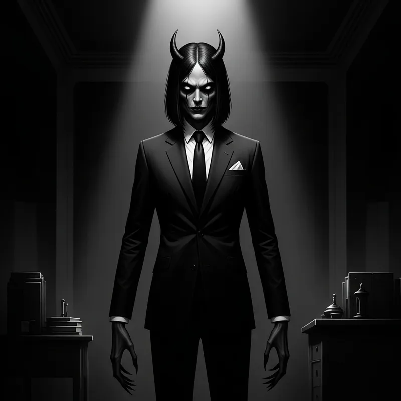 Eerie Humanoid Figure in Noir Horror Style