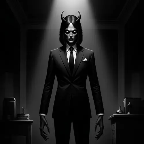 Eerie Humanoid Figure in Noir Horror Style