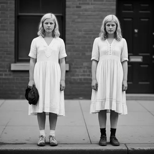 Vintage Street Photography: Candid Girls in White Dresses