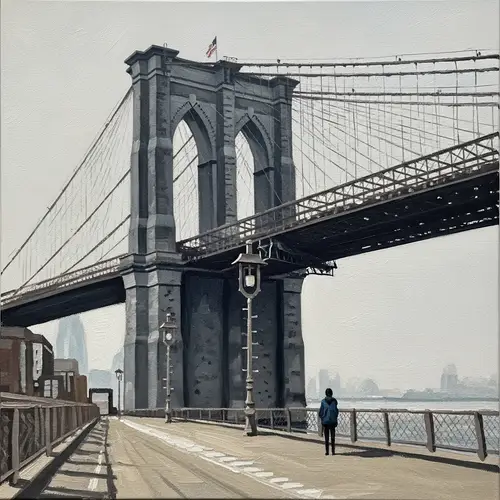 Brooklyn Bridge Painting: Pastel Colors, Introspection Theme