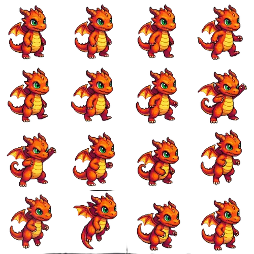 Playful Baby Dragon in Retro Arcade RPG Animation