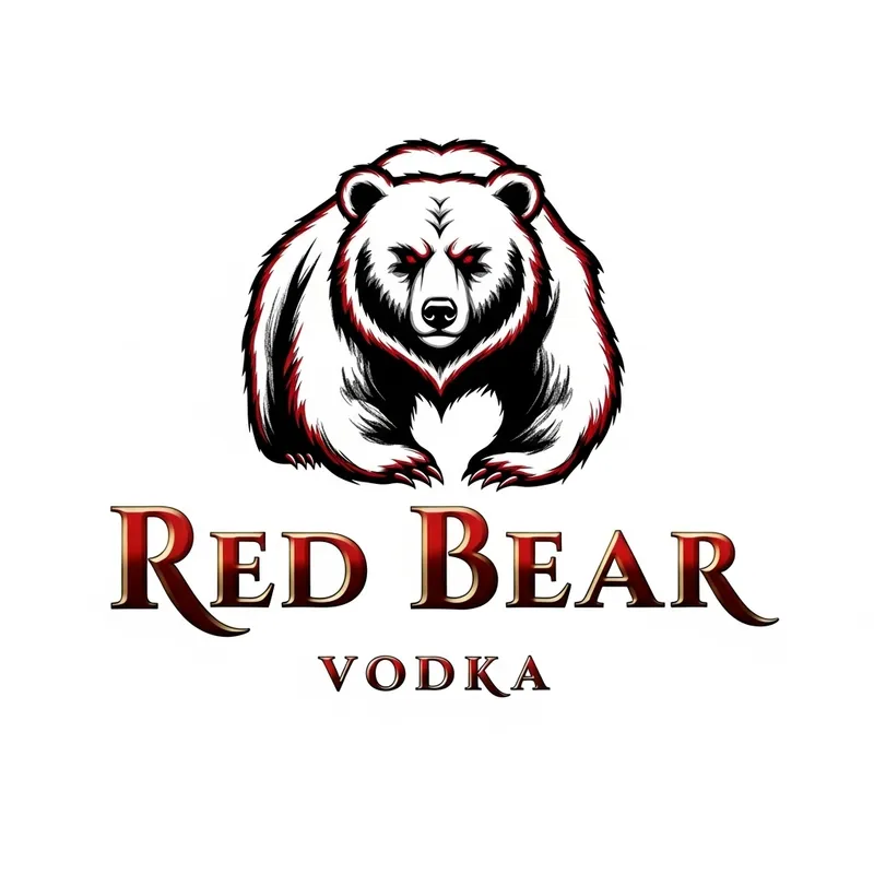 Captivating Red Bear Vodka Logo Design with Chinese Artistry