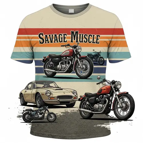 Savage Muscle Vintage Motorbike T-Shirt Design