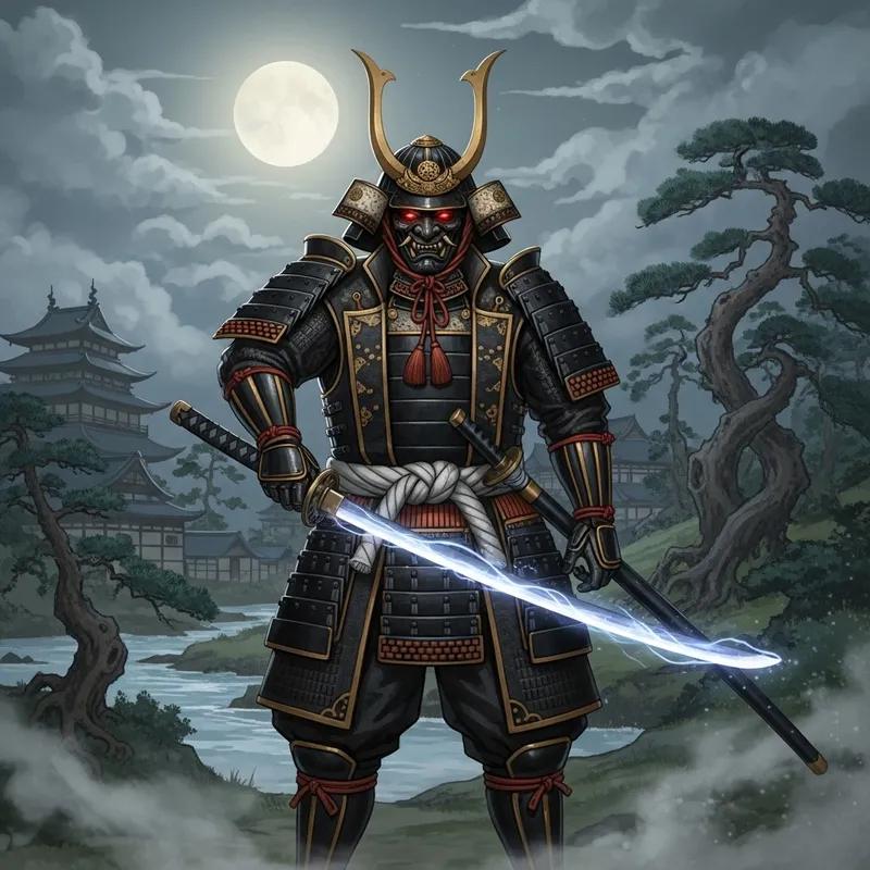 Japanese Folklore Samurai Boss - Edo-period Night Scene Japanese Folklore Samurai Boss - Edo-period Night Scene