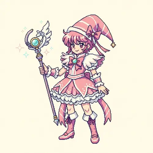 Retro Pixel Magical Girl/Boy Art - Sparkling Frilly Costume