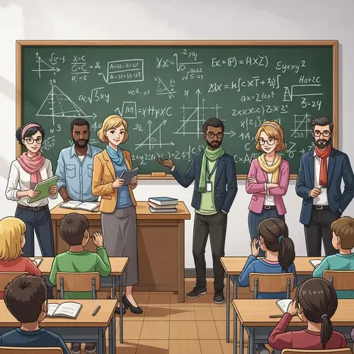 Diverse Math Teachers Inspiring Students with Problem-Solving Formulas