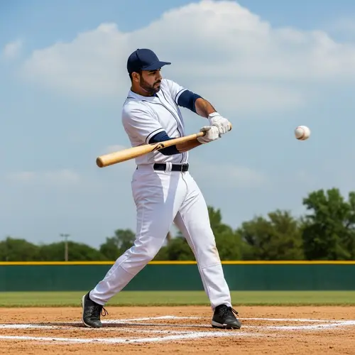 Middle-Eastern Man Swinging Wooden Baseball Bat | Intense Focus