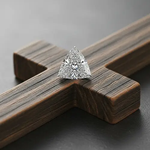 Triangular Diamond on Wooden Cross