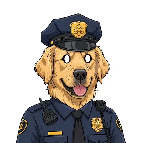 Unique Police Officer with Golden Retriever Head Illustration
