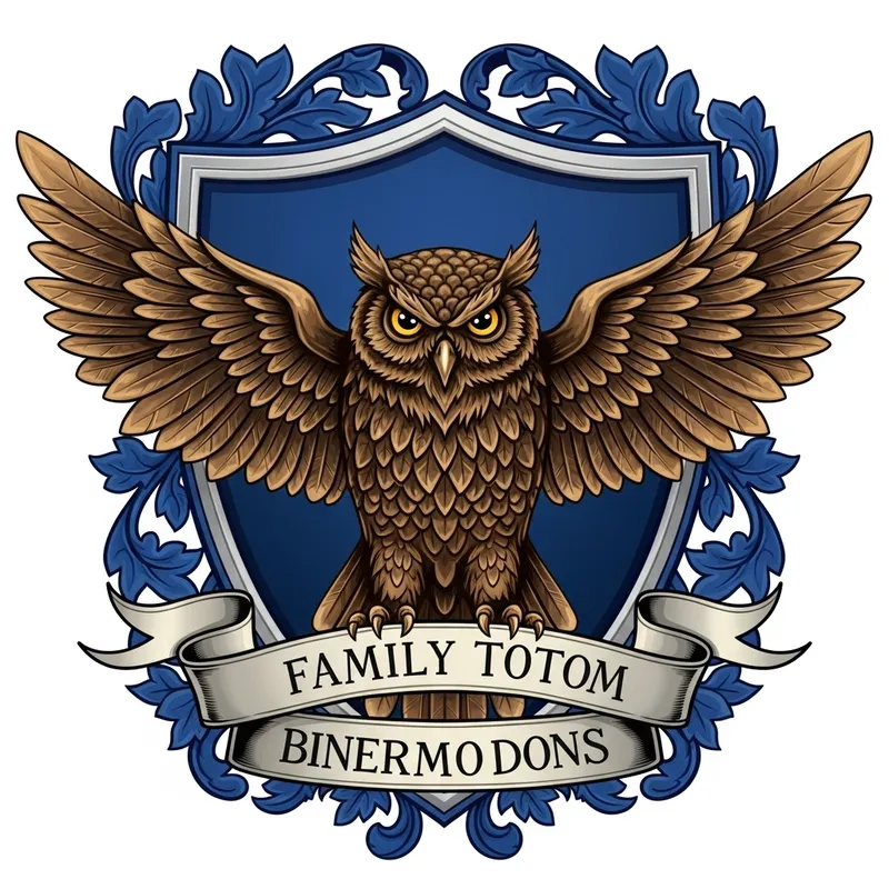Detailed Owl Family Crest: A Symbol of Wisdom & Knowledge