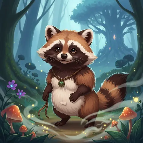 Cute & Fantastical Tanuki in Magical Forest