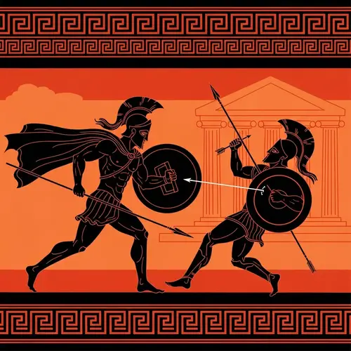 Greek Myth Achilles vs Spartan Soldier Silhouette Art