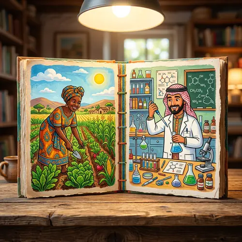 Vibrant Picture Book: African Woman Farmer & Middle Eastern Male Scientist