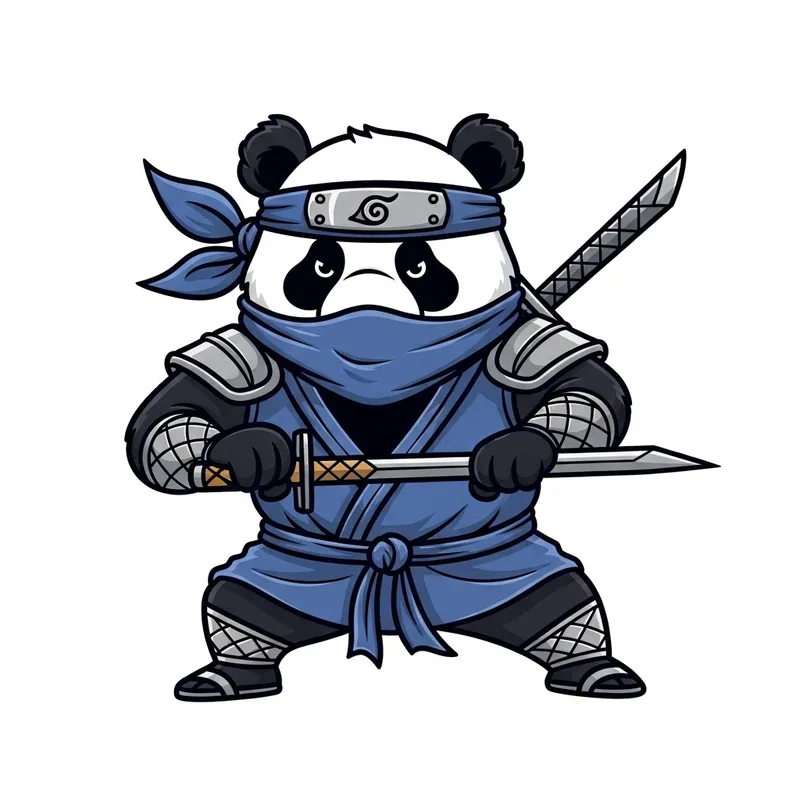 Ninja Panda Icono - Playful Warrior Panda Design Ninja Panda Icono - Playful Warrior Panda Design