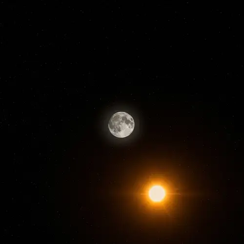 Moon and Sun in Cosmic Harmony | Space Scene Art