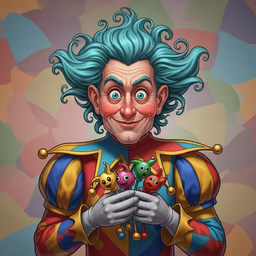 Whimsical Joker Playing Card Character Art