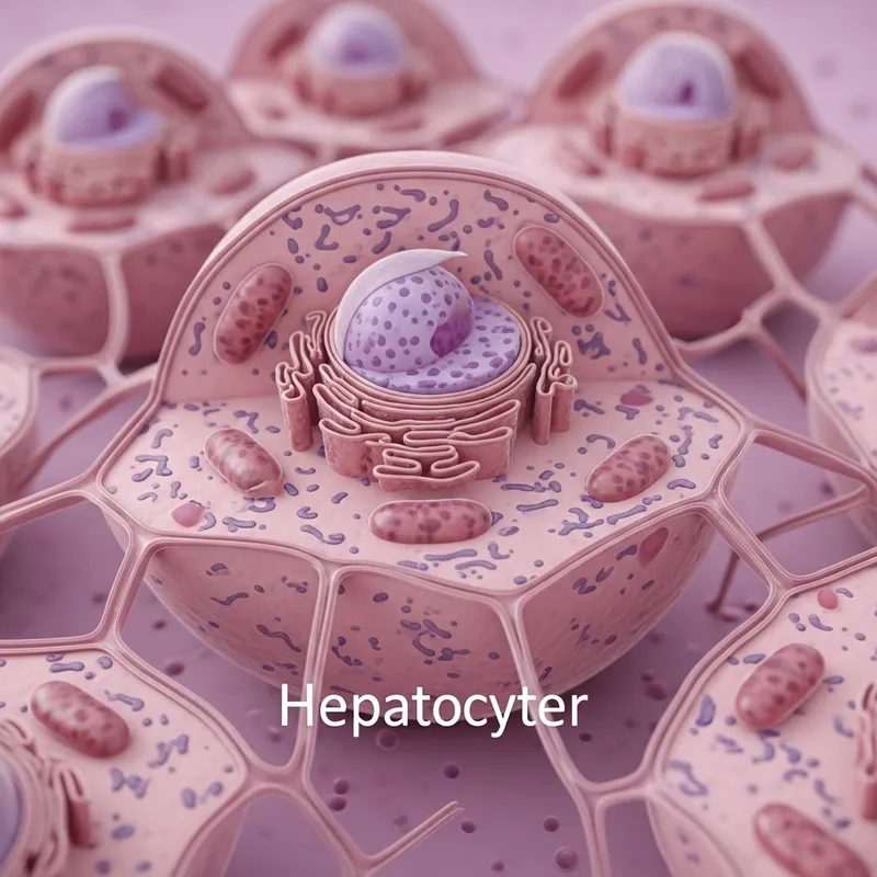 Detailed Hepatocyte Illustration: Liver Cell Anatomy