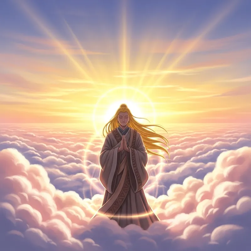 Divine Figure: Jesus Christ in Heavenly Light