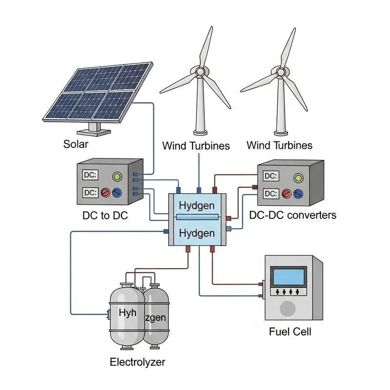 Clean Energy System: Solar Panel, Wind Turbine, DC Converter Model