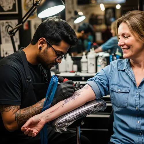 Skilled South Asian Tattoo Artist Transforming Scars with Art
