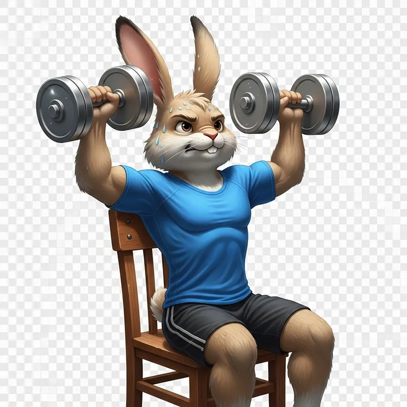 Muscular Cartoon Rabbit in Workout Gear