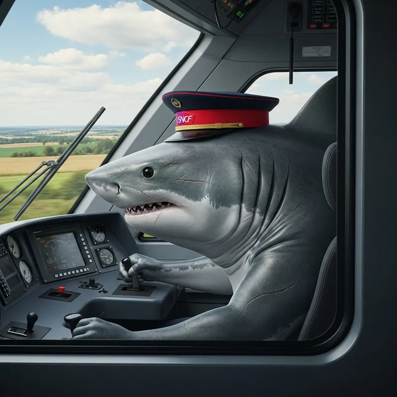Shark Conductor Driving Train | SNCF Conductor Hat