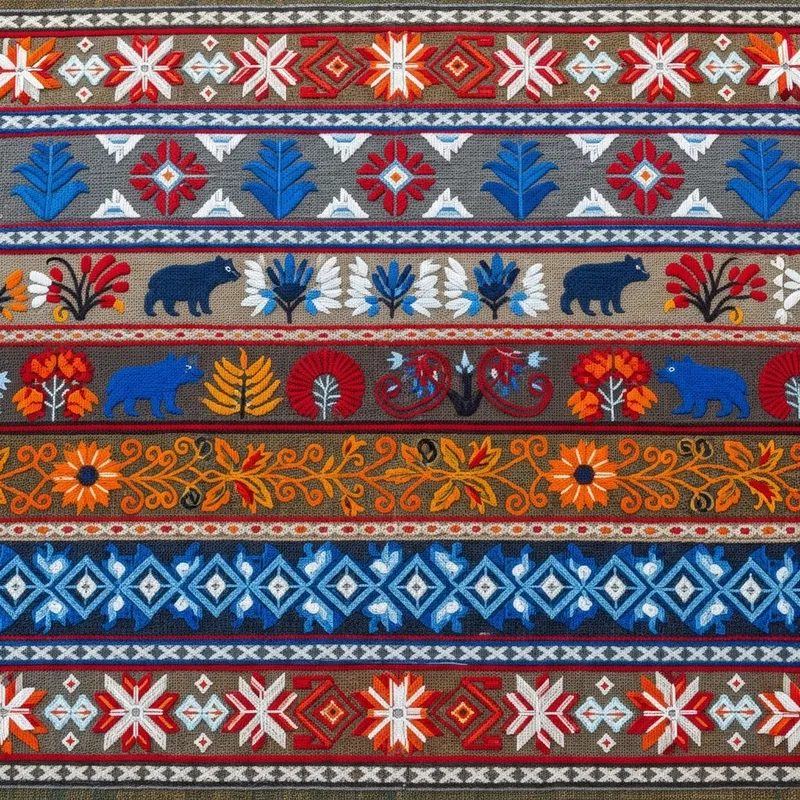 Siberian Pattern: Intricate Embroidery & Vibrant Colors