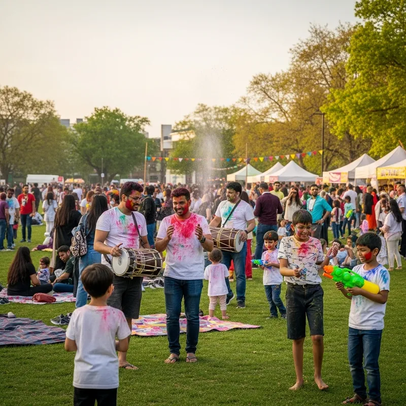 Colorful Holi Festival Celebration in a Park