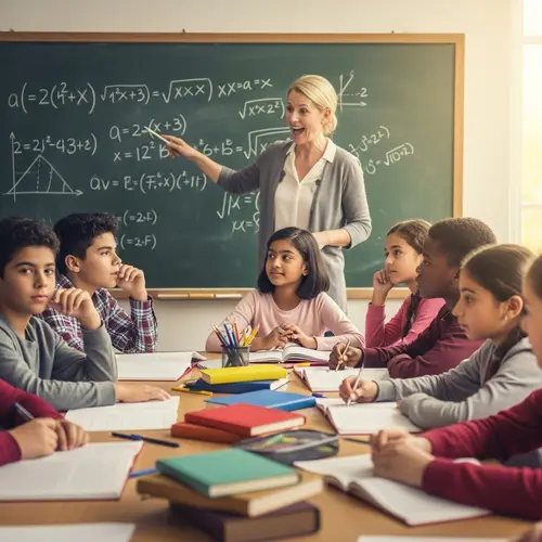 Engaging Classroom Scene with Diverse Students and Enthusiastic Teacher