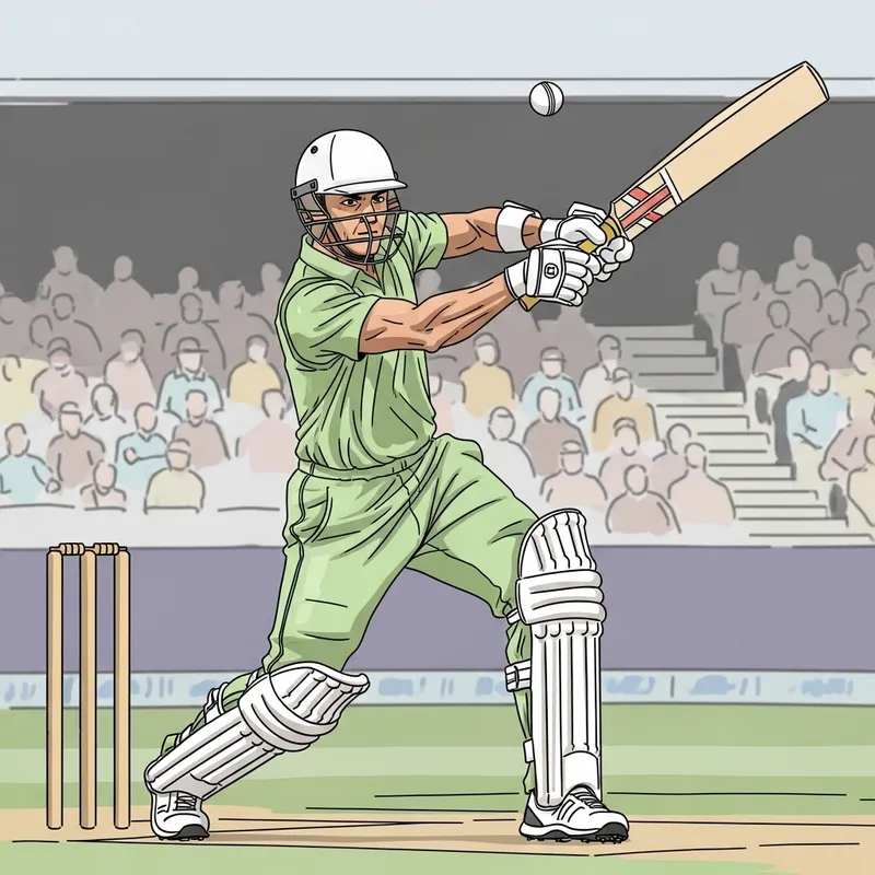 Left-Handed Professional Cricketer Sketch | A Powerful Action Swing Left-Handed Professional Cricketer Sketch | A Powerful Action Swing