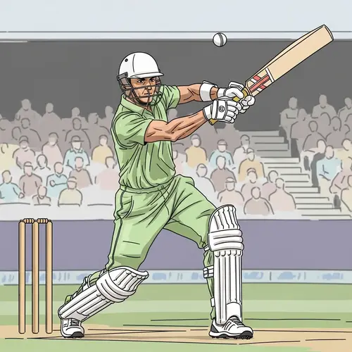 Left-Handed Professional Cricketer Sketch | Intense Action Pose