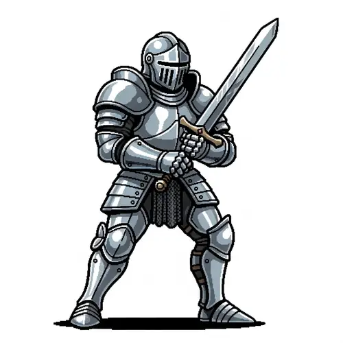 RPG Maker MZ Style | Sprite 2D Warrior in Silver Armor