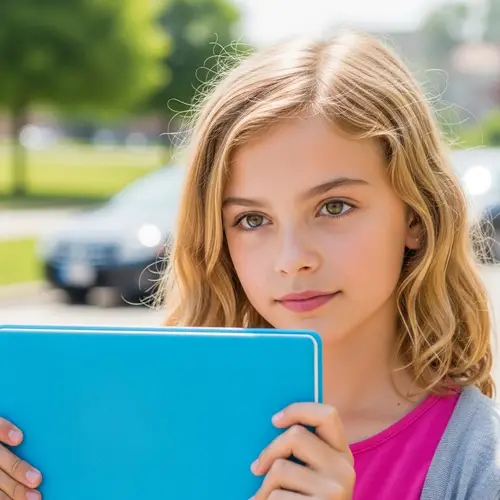 Caucasian 14-Year-Old Girl with Blond Wavy Hair | American Features
