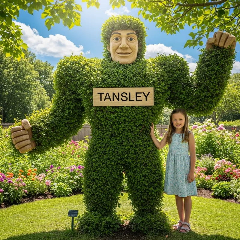 Young Girl with Masculine Tansley Shrub | Outdoor Sunny Day Young Girl with Masculine Tansley Shrub | Outdoor Sunny Day
